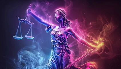 Fototapeta premium Lady Justice in a Glowing Aura