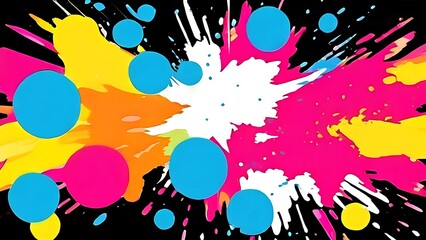 Abstract Pop Art Color Paint Splash Pattern Background with Geometric Design and Trendy Modern Elements.