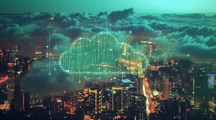 Fototapeta premium cloud technology and smart city 