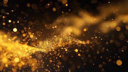 Abstract Gold Glitter and Bokeh Lights on Black Background