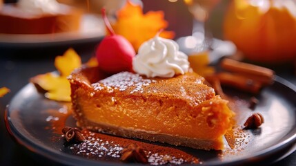 Pumpkin spice dessert, delicious and cozy, closeup, inviting