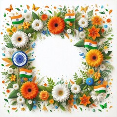 Obraz premium Poster background for Indian independence day. Flower frame. 
