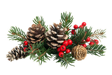 Christmas decoration of holly berry and pine cone 