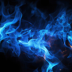 Ethereal Blue Smoke Twisting and Curling Mysteriously in the Dark