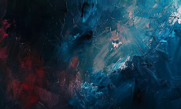 Abstract Painting of Blue and Red Hues
