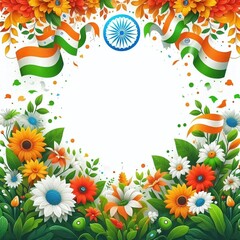 India independence day poster background with flowers 