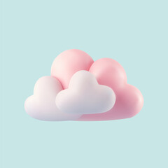 Clouds in pastel colors on blue background.  Realistic 3d vector illustration