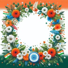 Obraz premium India independence day poster background with flowers 