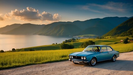 Naklejka premium car on the road