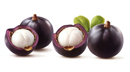Close-Up of Mangosteen Fruit with White Flesh