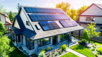 Residential Solar Systems in Green and Gray Style