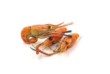 Grilled shrimp on a white background. Seafood. Natural symptoms