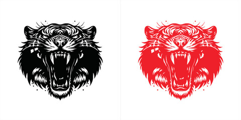 simple minimalist tiger head wild animal logo vector illustration template design	
