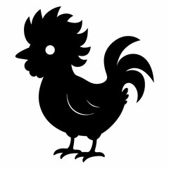 Rooster isolated on white background, Rooster vector illustration, bird on a branch vector art, chicken silhouette, bird vector icon, chickens on a branch line art, eps