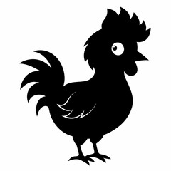 Rooster isolated on white background, Rooster vector illustration, bird on a branch vector art, chicken silhouette, bird vector icon, chickens on a branch line art, eps