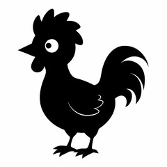 Rooster isolated on white background, Rooster vector illustration, bird on a branch vector art, chicken silhouette, bird vector icon, chickens on a branch line art, eps