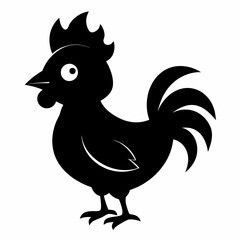 Rooster isolated on white background, Rooster vector illustration, bird on a branch vector art, chicken silhouette, bird vector icon, chickens on a branch line art, eps