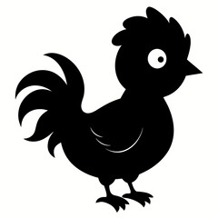 Rooster isolated on white background, Rooster vector illustration, bird on a branch vector art, chicken silhouette, bird vector icon, chickens on a branch line art, eps