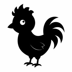 Rooster isolated on white background, Rooster vector illustration, bird on a branch vector art, chicken silhouette, bird vector icon, chickens on a branch line art, eps