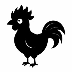 Rooster isolated on white background, Rooster vector illustration, bird on a branch vector art, chicken silhouette, bird vector icon, chickens on a branch line art, eps