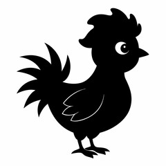 Rooster isolated on white background, Rooster vector illustration, bird on a branch vector art, chicken silhouette, bird vector icon, chickens on a branch line art, eps