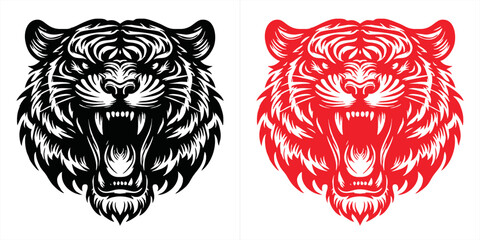 simple minimalist tiger head wild animal logo vector illustration template design	
