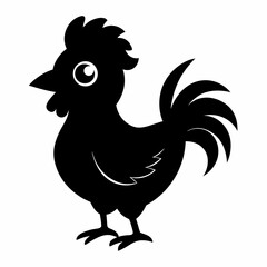 Rooster isolated on white background, Rooster vector illustration, bird on a branch vector art, chicken silhouette, bird vector icon, chickens on a branch line art, eps