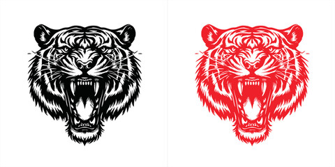 simple minimalist tiger head wild animal logo vector illustration template design	
