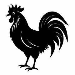 Rooster isolated on white background, Rooster vector illustration, bird on a branch vector art, chicken silhouette, bird vector icon, chickens on a branch line art, eps