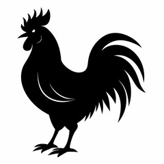 Rooster isolated on white background, Rooster vector illustration, bird on a branch vector art, chicken silhouette, bird vector icon, chickens on a branch line art, eps