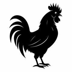 Rooster isolated on white background, Rooster vector illustration, bird on a branch vector art, chicken silhouette, bird vector icon, chickens on a branch line art, eps