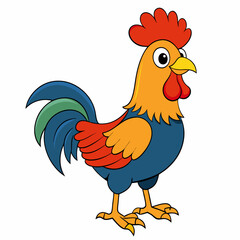 Rooster isolated on white background, Rooster vector illustration, bird on a branch vector art, chicken silhouette, bird vector icon, chickens on a branch line art, eps
