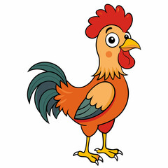 Rooster isolated on white background, Rooster vector illustration, bird on a branch vector art, chicken silhouette, bird vector icon, chickens on a branch line art, eps