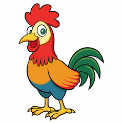 Rooster isolated on white background, Rooster vector illustration, bird on a branch vector art, chicken silhouette, bird vector icon, chickens on a branch line art, eps