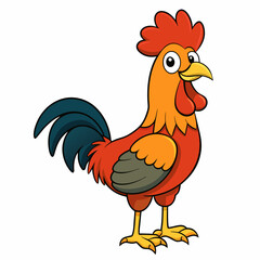 Rooster isolated on white background, Rooster vector illustration, bird on a branch vector art, chicken silhouette, bird vector icon, chickens on a branch line art, eps