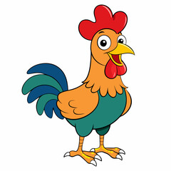 Rooster isolated on white background, Rooster vector illustration, bird on a branch vector art, chicken silhouette, bird vector icon, chickens on a branch line art, eps