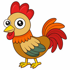 Rooster isolated on white background, Rooster vector illustration, bird on a branch vector art, chicken silhouette, bird vector icon, chickens on a branch line art, eps