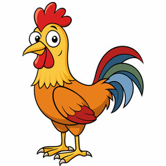 Rooster isolated on white background, Rooster vector illustration, bird on a branch vector art, chicken silhouette, bird vector icon, chickens on a branch line art, eps