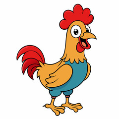 Rooster isolated on white background, Rooster vector illustration, bird on a branch vector art, chicken silhouette, bird vector icon, chickens on a branch line art, eps