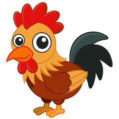 Rooster isolated on white background, Rooster vector illustration, bird on a branch vector art, chicken silhouette, bird vector icon, chickens on a branch line art, eps