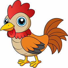 Rooster isolated on white background, Rooster vector illustration, bird on a branch vector art, chicken silhouette, bird vector icon, chickens on a branch line art, eps