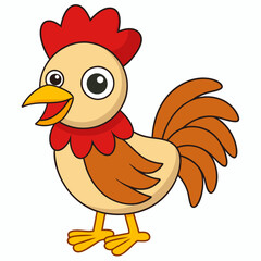 Rooster isolated on white background, Rooster vector illustration, bird on a branch vector art, chicken silhouette, bird vector icon, chickens on a branch line art, eps