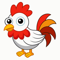 Rooster isolated on white background, Rooster vector illustration, bird on a branch vector art, chicken silhouette, bird vector icon, chickens on a branch line art, eps
