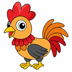 Rooster isolated on white background, Rooster vector illustration, bird on a branch vector art, chicken silhouette, bird vector icon, chickens on a branch line art, eps