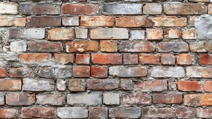Fototapeta premium Rustic brick wall background with a rough texture and natural color variations