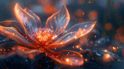 a single flower blossom, magical, details, fantasy, beautiful,generative ai