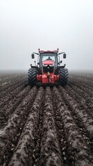 Obraz premium Precision Agriculture: Smart Tractor Using GPS and AI Planting Seeds in Perfect Rows, Generative Ai