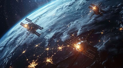 satellites in space orbiting the earth