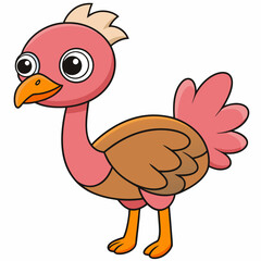 ostrich cartoon isolated on white, ostrich vector illustration, bird on a branch vector art, ostrich silhouette, bird vector icon, ostrichs on a branch line art, eps