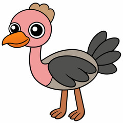 ostrich cartoon isolated on white, ostrich vector illustration, bird on a branch vector art, ostrich silhouette, bird vector icon, ostrichs on a branch line art, eps